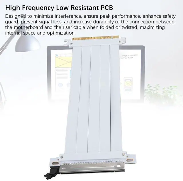 Alt view image 4 of 5 - XUMIUZIY PCIE 5.0 Riser Cable, GPU Riser Cable PCIE 5.0 X16 Graphics Card Extension Cable, 128Gbps High Speed Flexible Extender Card Extension Port Compatible with 4.0, 3.0, 2.0, and 1.0