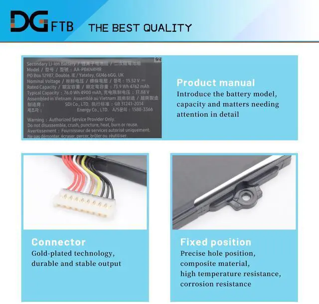 Alt view image 2 of 5 - DGFTB AA-PBKN4MR Laptop Battery for Samsung Galaxy Book3 Book4 Pro 360 Book 3 PRO NP960QFG NP960QFG-KA1US NP960XFG NP960XFG-KA2US NP964QFG NP964XFG NP964XFG-KC2US BA43-00404A 15.52V 73.9Wh/4762mAh