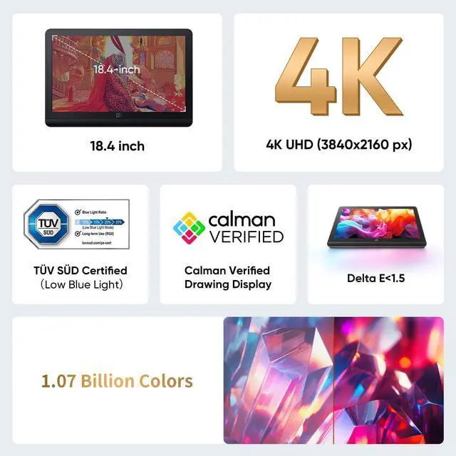 Alt view image 3 of 5 - XPPen 4K UHD Artist Pro 19 Gen2 Drawing Tablet with Screen and XPPen ACS18 Drawing Tablet Stand, 156% sRGB Graphic Tablet with 1.07 Billion Colors