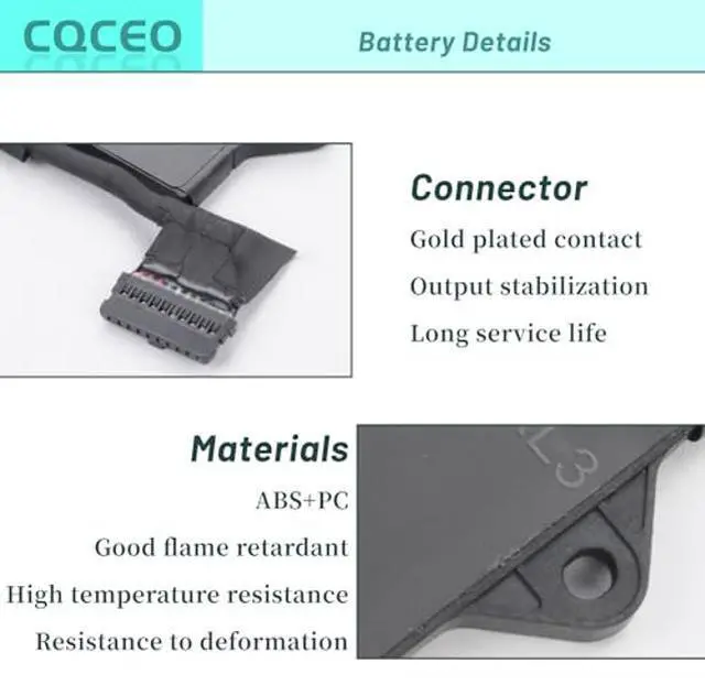 Alt view image 2 of 5 - CQCEO YM15G Laptop Battery for Dell XPS 13 9315 Series [Not for 9315 2-in-1] 0G9FHC G9FHC 0W6D4H W6D4H 31CP4/78/90 11.55V/51Wh/4191mAh/3-Cell