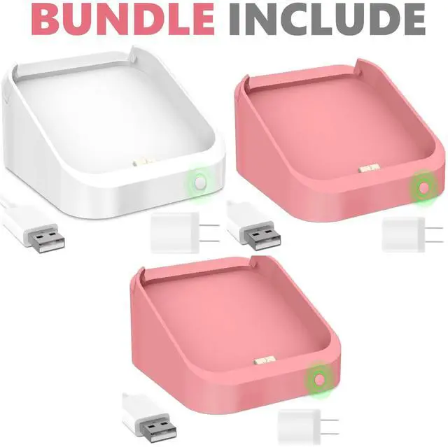 Alt view image 2 of 5 - 3 Packs Square Dock for Square Reader 2nd Generation, Holder Stand for Square Reader 2nd Generation, Smart Anti-Sleep Button, Anti-Slip Base Dock (Cable & Wall Charger, NO Reader