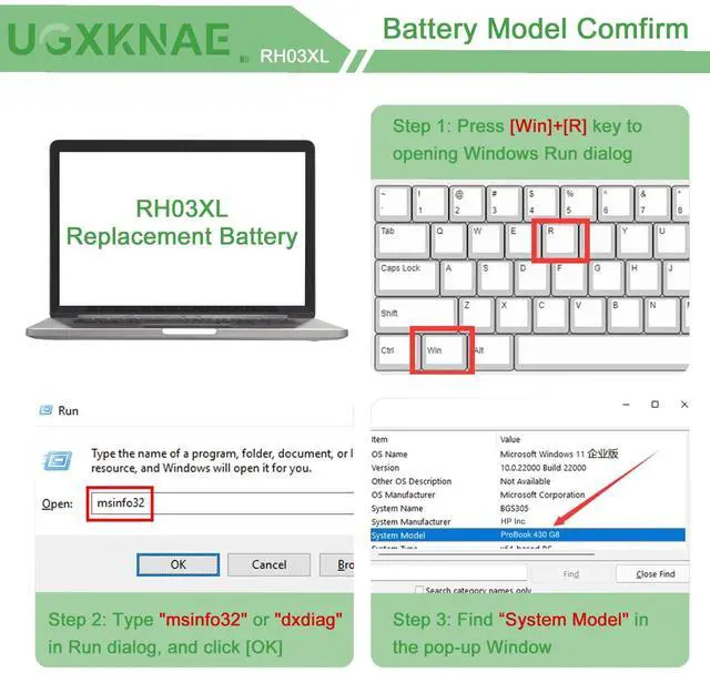 Alt view image 4 of 5 - UGXKNAE RH03XL M01524-1D1 M02027-005 Laptop Battery for HP ProBook 430 440 445 450 630 640 650 G8 ZHAN 66 Pro 14 G4Series HSTNN-IB9Q HSTNN-OB1T HSTNN-DB0B HSTNN-UB7X M01524-2B1 M01524-AC1 RHO3XL 45Wh