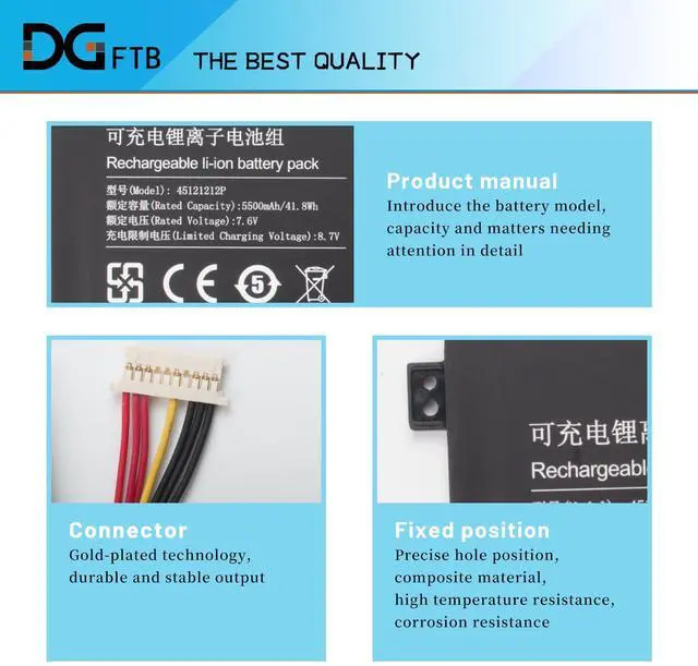 Alt view image 2 of 5 - DGFTB NV-3978115-2S New Laptop Battery Replacement for Gateway GWTN116-1BL GWTC116-2BL GWTC116-1BK GWTC116-2BK Series 3978115 3978115-2S 45121212 45121212P NV-3978115 7.6V 41.8WH/5500mAh