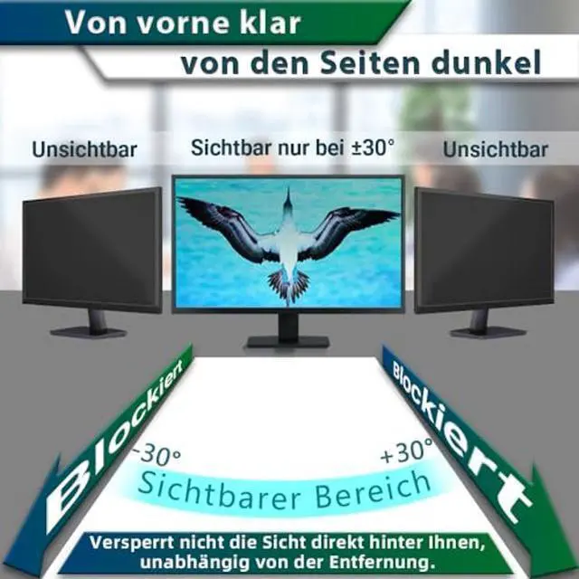 Alt view image 4 of 5 - [2 Pack] 27 Inch Computer Privacy Screen for 16:9 Widescreen Monitor,Eye Protection Anti Glare Blue Light Computer Monitor Privacy Filter, Removable Anti Spy -Scratch 27 Inch Protector Film