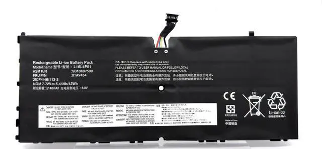 Alt view image 2 of 5 - Yafda L16L4P91 Laptop Battery Replacement for Lenovo ThinkPad X1 Tablet GEN 3 3rd Gen 2018 Series SB10K97599 01AV454 L16M4P91 01AV453