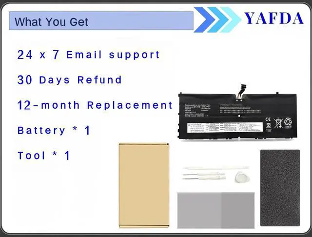 Alt view image 5 of 5 - Yafda L16L4P91 Laptop Battery Replacement for Lenovo ThinkPad X1 Tablet GEN 3 3rd Gen 2018 Series SB10K97599 01AV454 L16M4P91 01AV453