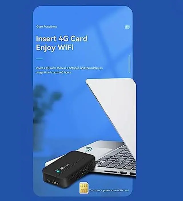 Alt view image 2 of 5 - Yunseity 4G LTE Mobile Hotspot, Network Router Devices Unlocked 5G Hotspot with SIM Card Slot for Travel, 300Mbps Mini Smart Router, Up to 10 Users