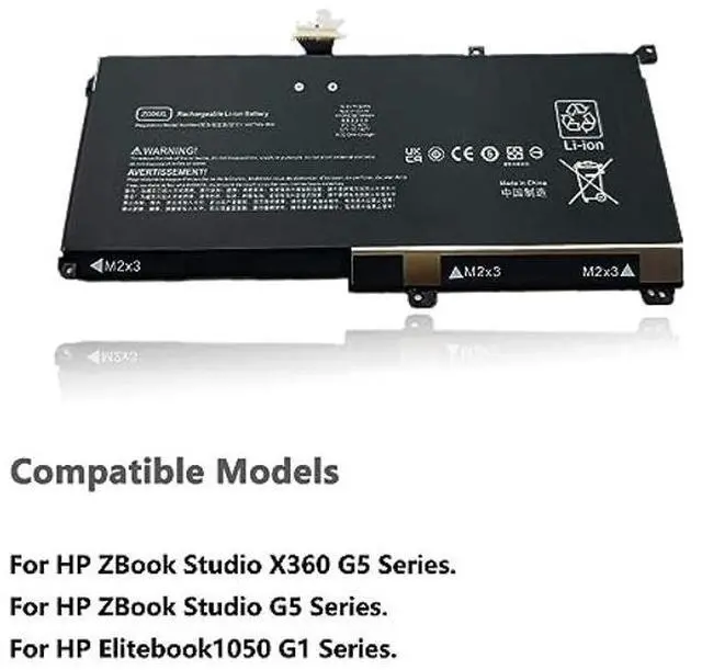 Alt view image 5 of 5 - ZG04XL New Laptop Battery Compatible with HP ZBook Studio X360 G5 Elitebook 1050 G1 3ZH17EA 3ZH18EA 3ZH22EA 4PH82PC 4PH83PC 4PJ10PC Series Laptop HSTNN-IB8I L07046-855 L07352-1C1