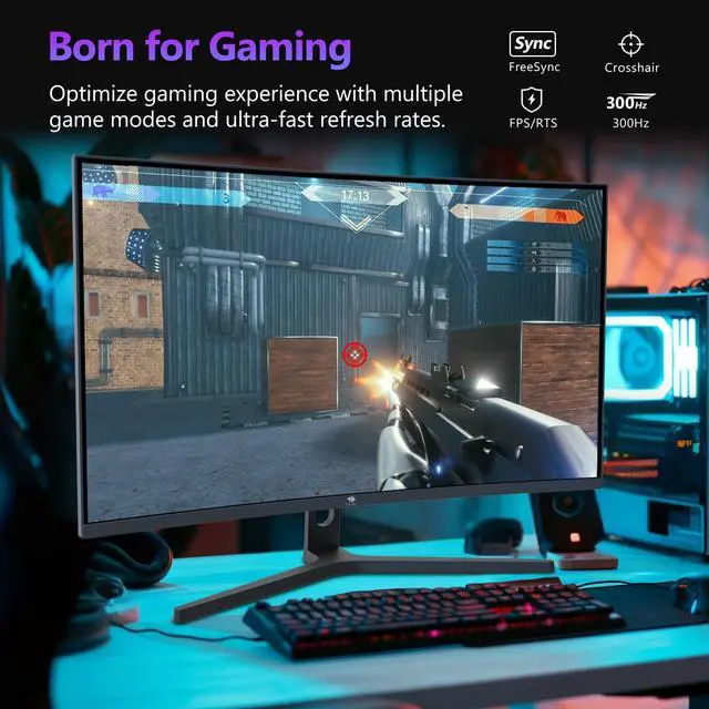 Alt view image 2 of 5 - Z-Edge UG27H 27 inch Curved Gaming Monitor, 300Hz Curved Monitor with FHD 1080P, 1ms Response Time, Adaptive Sync, 2 x DP 1.4 and 2 x HDMI 2.0