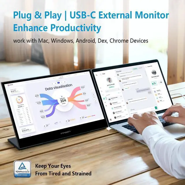 Alt view image 2 of 5 - INNOCN 15.6 inch Portable Monitor Touchscreen | 1080P | HDMI, USB C HDMI | for MacBook, Windows, Tablets, Android, Chrome, PS4, Switch, Mini PC | 400Nits | 100% sRGB