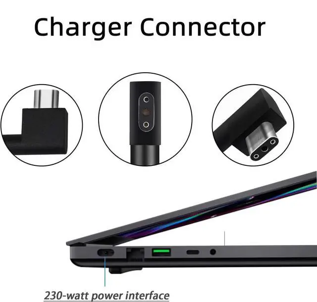 Alt view image 3 of 5 - 230W 19.5V 11.8A RC30-024801 Genuine Charger Fit for Razer Blade 15 14 16 17 RZ09-0248 RTX3060 RTX3070 RTX3080 RTX2070 RTX2080 GTX1060 GTX1070 Blade Pro 17/4K Gaming Laptop Power Adapter