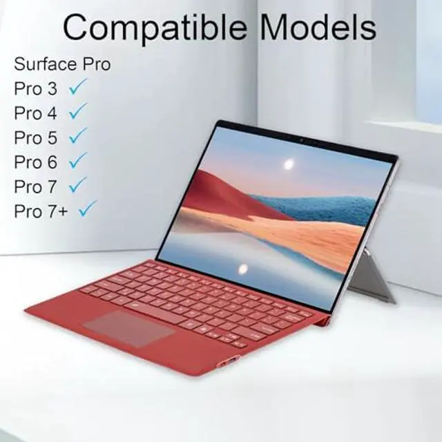 Alt view image 2 of 5 - mobee Type Cover for Microsoft Surface Pro 7+/ Pro 7 / Pro 6 / Pro 5 / Pro 4 / Pro 3, Bluetooch Type Keyboard with Multi-Touch Trackpad, Ultra Silm (Red with Backlit)