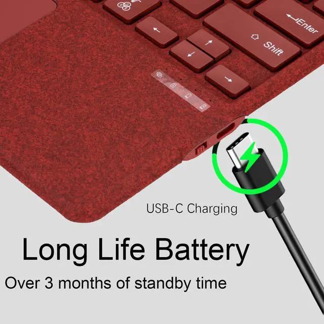 Alt view image 5 of 5 - mobee Type Cover for Microsoft Surface Pro 7+/ Pro 7 / Pro 6 / Pro 5 / Pro 4 / Pro 3, Bluetooch Type Keyboard with Multi-Touch Trackpad, Ultra Silm (Poppy Red with Backlit)