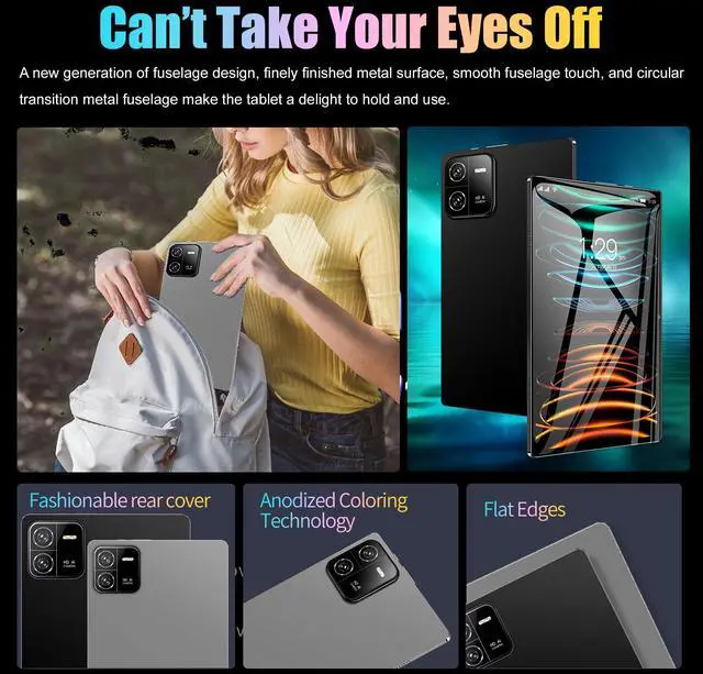 Alt view image 2 of 5 - Q&F Tech 10.1 inch Android Tablet PC, 4G Phone/WiFi Tablet for Study, Game and Video Playing, Internet Browsing, Dual SIM Cards and Dual Standby Supportive, 8Core/Bluetooth/GPS, IPS HD Display_Gray