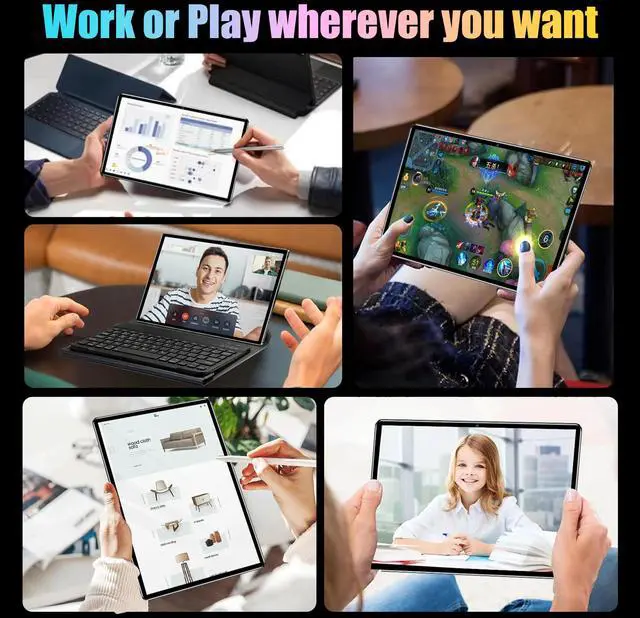 Alt view image 3 of 5 - Q&F Tech 10.1 inch Android Tablet PC, 4G Phone/WiFi Tablet for Study, Game and Video Playing, Internet Browsing, Dual SIM Cards and Dual Standby Supportive, 8Core/Bluetooth/GPS, IPS HD Display_Gray