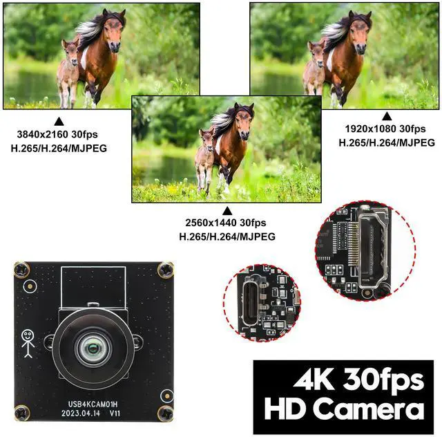 Alt view image 4 of 5 - SVPRO HDMI USB Camera 4K Wide Angle Camera Module for Computer Monitor Projector Dual Output Lightburn Camera 2X Digital Zoom Webcam Board H.264 8MP USB2.0 Laser Engraver Camera,120deg Distortion-Free