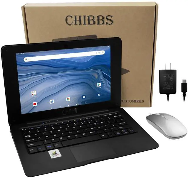 Main image of CHIBBS 10.1" Inch Wide Screen Education and Gaming Laptop for Kids, Powered by Linux-Android 12 Operating System, 2gb Ram + 64gb Storage, Camera, 2* USB, Bluetooth, Wi-Fi + Free Accessories- Black