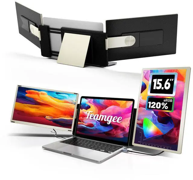 Main image of Teamgee 15.6" Laptop Screen Extender [120% sRGB FHD 1080P IPS][ 235degRotation & Kickstand] Triple Portable Monitor with HDMI-USB Conversion Line Plug-Play Fits Laptops(Mac/Windows/Android)