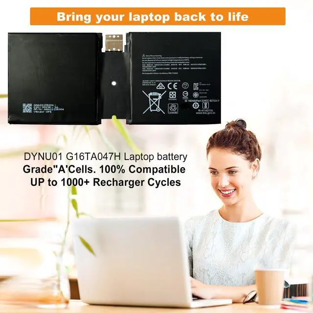 Alt view image 2 of 5 - BOWEIRUI DYNU01 G16TA047H Battery Replacement for Microsoft Surface Go 2 1901 1926 Tablet Series DYNU01 G16TA047H Battery 7.66V 26.81Wh