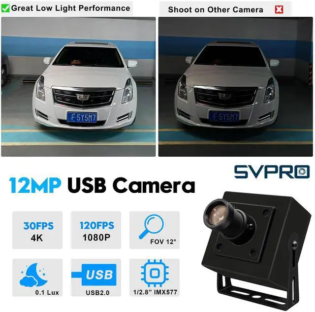 Alt view image 3 of 5 - SVPRO 12MP USB Camera Module 4K 30fps Narrow Field of View Industrial Camera 1080P 120fps High Speed Camera with M12 Lens,UVC Computer Camera Lightburn Laser Camera for Linux,Windows,Android,Mac OS