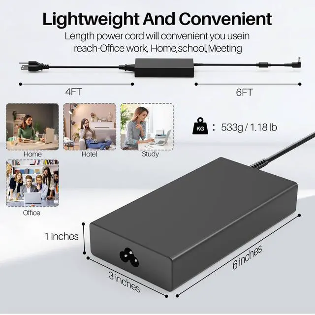 Alt view image 3 of 5 - 230W AC Charger Compatible with Acer Nitro Series Laptop Power Supply Adapter