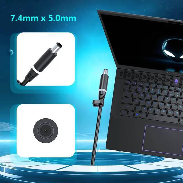 Alt view image 2 of 5 - 240W 180W GaN Laptop Charger for Dell Alienware 15 17 R1 R2 R3 R4 R5 M15 M17 M11X M14X M17X M18X Precision 7670 7680 7770 7780 LA240PM200 HA240PM200 DA240PM200 AC Power Supply Adapter Cord