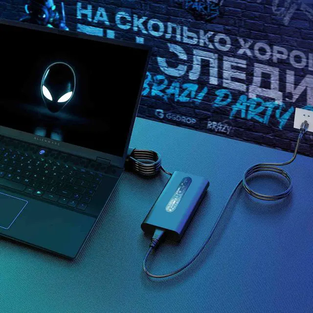 Alt view image 4 of 5 - 240W 180W GaN Laptop Charger for Dell Alienware 15 17 R1 R2 R3 R4 R5 M15 M17 M11X M14X M17X M18X Precision 7670 7680 7770 7780 LA240PM200 HA240PM200 DA240PM200 AC Power Supply Adapter Cord