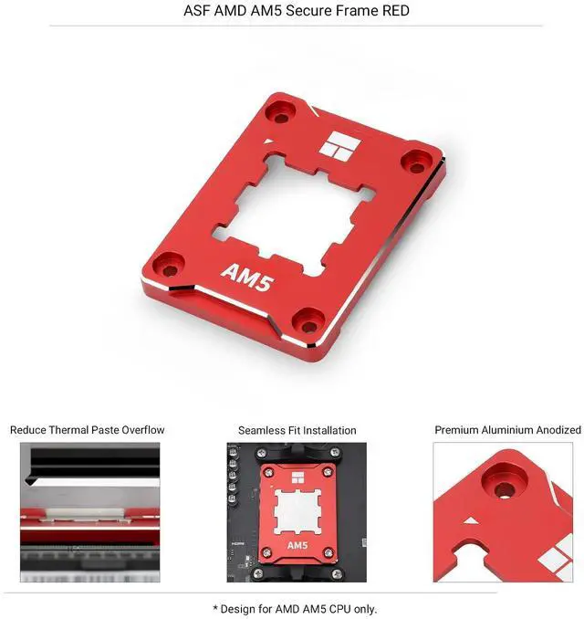 Alt view image 3 of 5 - Thermalrlght AM5 Secure Frame RED AM5 CPU Holder, Corrective Anti-Bending Fixing Frame, AM5 Full-fit Fixed Non-Marking Mounter, AM5 Anti-Bending Contact Frame, AM5 Secure Frame, CPU Cooler Standard