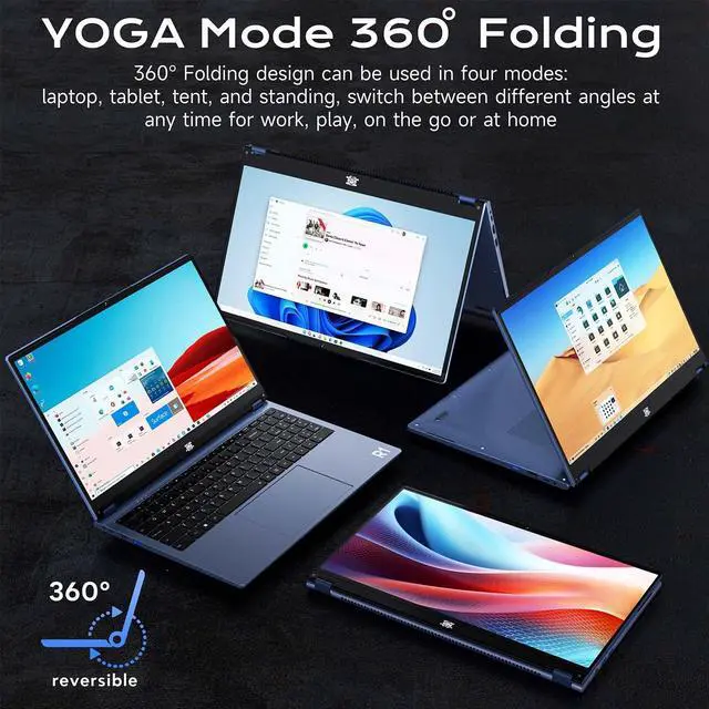 Alt view image 4 of 5 - THEYETI 2 in 1 Laptop Convertible 15.6 Inch (16GB RAM, 1TB SSD), i3-1215U 6-Core Processor(Up to 4.4Ghz), FHD IPS Touch Screen Laptop Computer 360deg, Bluetooth, WiFi 2.4G+5G, Webcam, USB 3.0, Type C