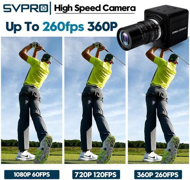 Alt view image 2 of 5 - SVPRO 1080P 60fps USB Camera High Speed 260fps@360P,120fps@720P UVC Camera for Golf Swing,Maual Focus Webcam with 5-50mm Varifocal Lens 10X Optical Zoom for Computer Laptop