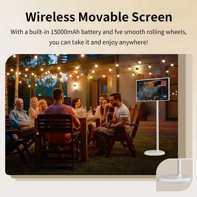 Alt view image 5 of 5 - QGKPL 32-Inch Portable Touch-Screen-Monitor | 6G RAM+128G | 1080p Portable TV on Wheels | Android OS | 360deg Swivel Rotation | Voice Remote Control | 60Hz Refresh Rate