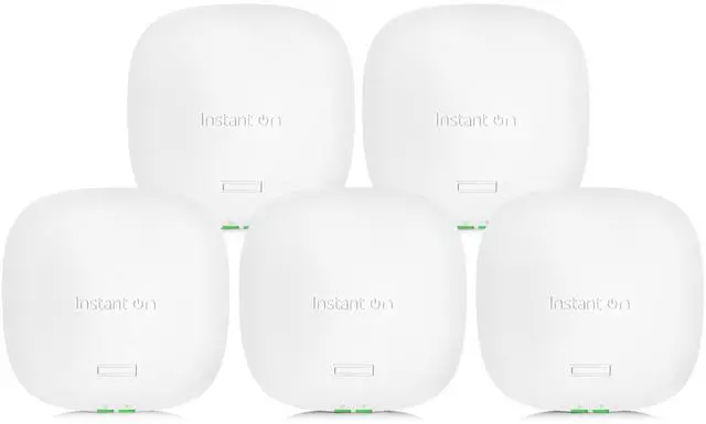 Main image of HPE Networking Instant On Access Point AP22 2x2 WiFi 6 Indoor Wireless Access Point (5 Pack) | Long Range, Secure, Smart Mesh Support | Power Source Not Included | US Model (R4W01A-5PACK)