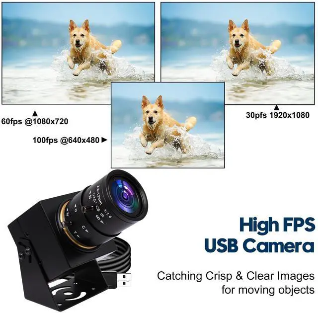 Alt view image 5 of 5 - SVPRO USB Camera 1080P Full HD Webcam 2MP Machine Vision Industrial Camera 2.8-12mm Varifocal Lens Manual Focus Webcam 100fps/60fps/30fps for Windows,Mac,Linux,Android