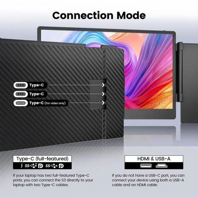 Alt view image 3 of 5 - KEFEYA Laptop Screen Extender - 14.1" Triple Portable Monitor with Sturdy Metal Kickstand for 13-17 Inch Laptops, 1080P HD IPS Laptop Monitor Extender Plug and Play for Windows/Chrome/Mac/Switch/PS5
