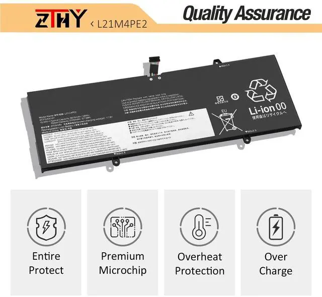 Alt view image 5 of 5 - ZTHY L21M4PE2 Laptop Battery Replacement for Lenovo Yoga 6-13ALC7 82UD / Yoga 6-13ABR8 83B2 Series L21C4PE2 L21D4PE1 L21L4PE2 SB11F29412 5B11F29411 SB11F29410 15.52V 59Wh 3815mAh 4-Cell