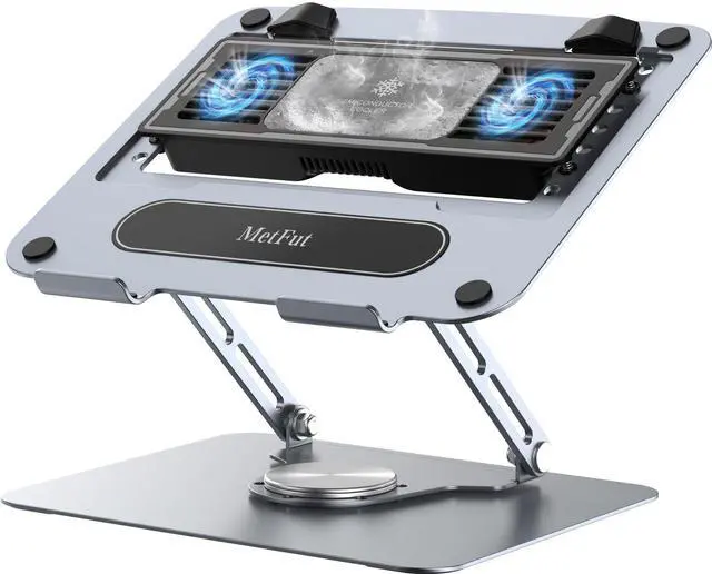 Main image of METFUT Laptop Cooling Stand with Detachable Thermoelectric Cooler, Adjustable Height & Angle, 360 Rotation Base, Carbon Steel Framework, Ultra-Quiet & Super Sturdy for up to 16" Laptop (Grey)