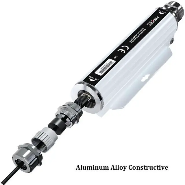 Alt view image 5 of 5 - PROCET Gigabit PoE Extender Outdoor PoE+ Pass Through with 6KV Surge Protection, Extra 328FT Repeat, Wide Temp -40 to 149, Aluminum Alloy IP67 for Wireless AP, PTZ Camera, Weather Sensor, IP Camera