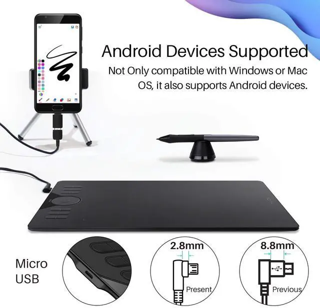 Alt view image 2 of 5 - HUION Drawing Tablet HS610 Graphic Tablet with Battery-Free Stylus 8192 Pen Pressure Tilt Function, 10x6.25 Inches Digital Art for Animation & Design, Compatible with Windows/Mac/Android