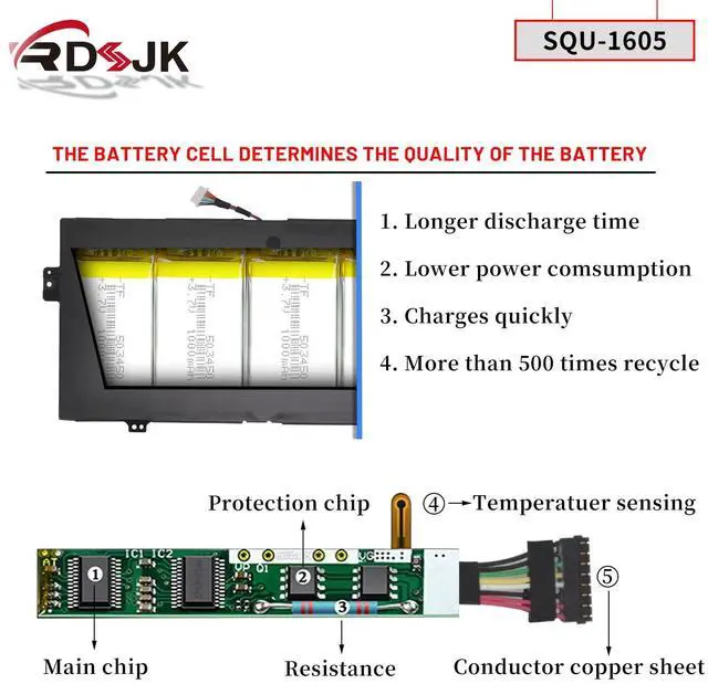 Alt view image 3 of 5 - SQU-1605 SQU1605 Laptop Battery for Acer Spin 7 SP714-51 SF713-51 Swift 7 S7-371 SF713 SF713-51 SP714-51-M09D SP714-51-M61T SF713-51-M51W SF713-51-M90J SF713-51-M9FS Series KT0040B001 15.4V 41.58Wh