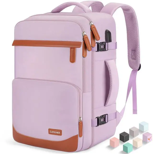 Main image of Velaybor 40L Travel Backpack with USB Charging Port, Water-Resistant Carry On Backpack for Men Women, Business Laptop Backpack for Men & Women, Trips & Commutes, Fits 15.6/17.3 Inch Laptop (Purple)