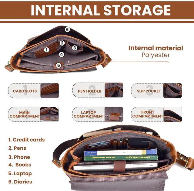 Alt view image 2 of 5 - LEATHER VILLAGE Vintage Leather Handmade Laptop Messenger Bag-15.5 Inch Satchel-Tan Brown Shoulder Bag for Men & Women, Crossbody Work Bag for Office, Travel, and Daily Use