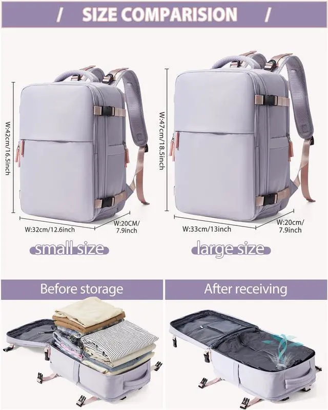 Alt view image 2 of 5 - Large Vacuum Backpack Travel Airback Backpack With Pump Vacuum Compression Seal Bags for Women Men Carry on Suitcase Luggage Flight Approved Laptop Backpacks Business Work College Vacpack