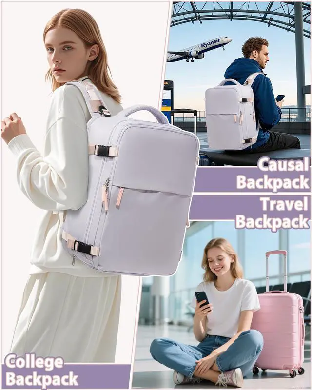 Alt view image 5 of 5 - Large Vacuum Backpack Travel Airback Backpack With Pump Vacuum Compression Seal Bags for Women Men Carry on Suitcase Luggage Flight Approved Laptop Backpacks Business Work College Vacpack