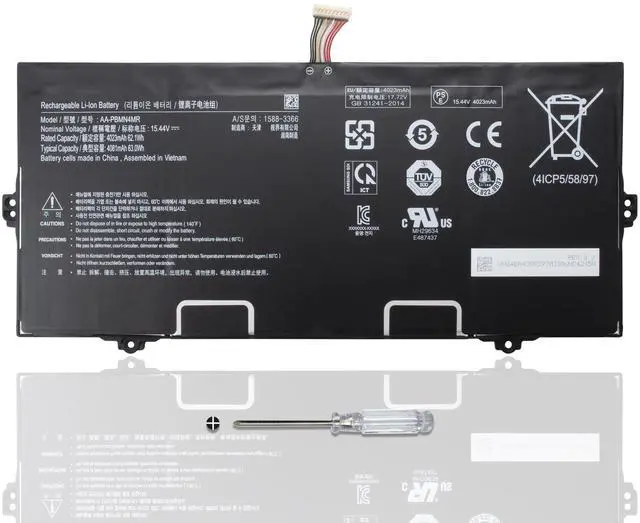 Main image of CQCEO AA-PBMN4MR Laptop Battery for Samsung Galaxy Book Pro 360 13 NP930XDB NP935XDB NP930XED NP930QED NP950QED NP940XFG NP930XED-KF1HK NP930QED-KA2DE Series BA43-00397 15.44V/62.1Wh/4023mAh/4-cell