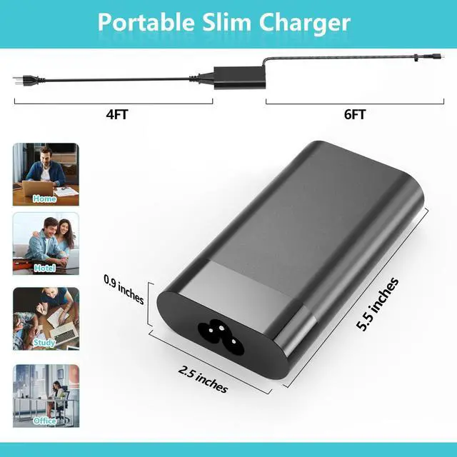 Alt view image 3 of 5 - 110W 5A 20V USB-C TPN-DA24 AC Charger for HP Spectre X360 Elitebook x360 HP Chromebook 14 14A G5 11 11A G6 EE G7 G8 X360 Laptop Power Supply Adapter Cord