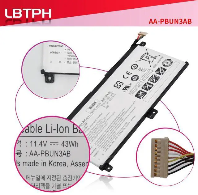 Alt view image 2 of 5 - LBTECH AA-PBUN3AB AA-PBUN3QB Compatible Laptop Battery Replacement for Samsung Notebook 5 NP550XTA-K0 NP550XTA-K01US NP530E5M NP740U NP740U3L NP740U5L NP730QAA Odyssey NP800G5M Series 11.4V 43Wh