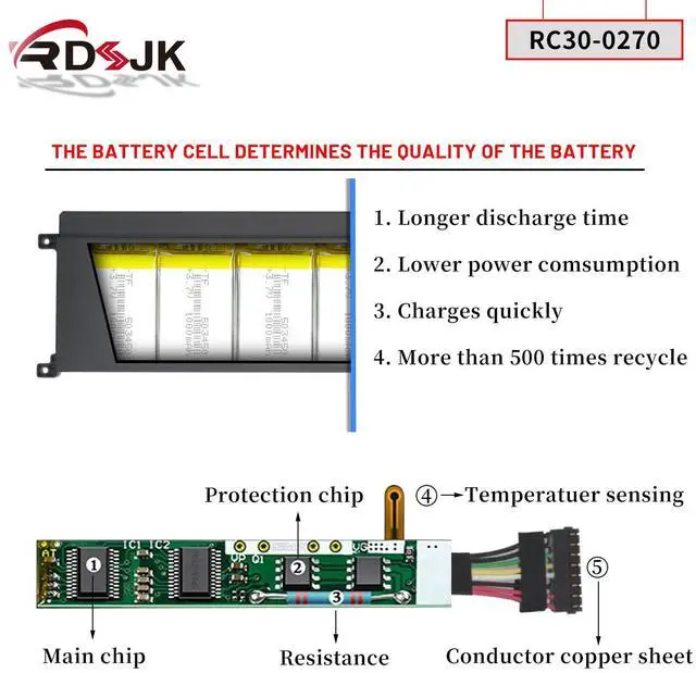 Alt view image 4 of 5 - RC30-0270 65Wh Laptop Battery for Razer Blade 15 Base 2018 2019 RTX 2060 2070 GTX 1060 RZ09-0270 RZ09-02705 RZ09-02705E75 RZ09-02705E76 RZ09-02705J76 RZ09-03006 RZ09-03009 RZ09-03006E92 RZ09-03009E97