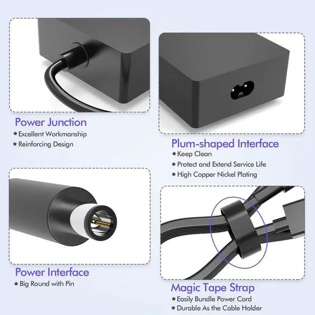 Alt view image 5 of 5 - 199W 15.35V 12.96A AC Adapter Charger Compatible with Microsoft Surface Docking Station 2, Model 1931 1917 Microsoft Surface Dock 2 Power Supply Cord