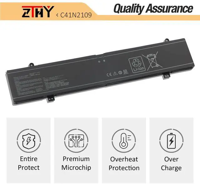 Alt view image 5 of 5 - 90Wh C41N2109 Battery Replacement for ASUS Rog Flow X16 GV601RE GV601RW GV601RM GV601VI Strix G16 G614J G614JV Strix G18 G814J G814JI SCAR 16 G634JY G634JZ 18 G834JY G834JZ Zephyrus G16 M16 GU604VZ