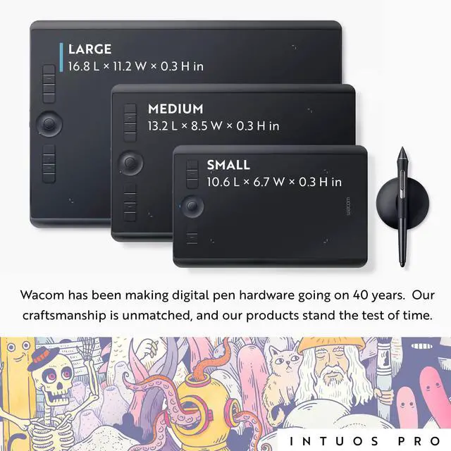 Alt view image 4 of 5 - Wacom Intuos Pro Drawing Tablet, Large 16.8" x 11.2" Wireless Graphics Art Tablet with Pro Pen 2 & Touch Ring, Digital Drawing Pad for Mac and Windows PC